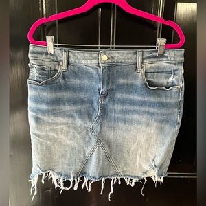 EUC New York & Company SoHo Distressed Jean Skirt - Size: 12 - Color: Blue
